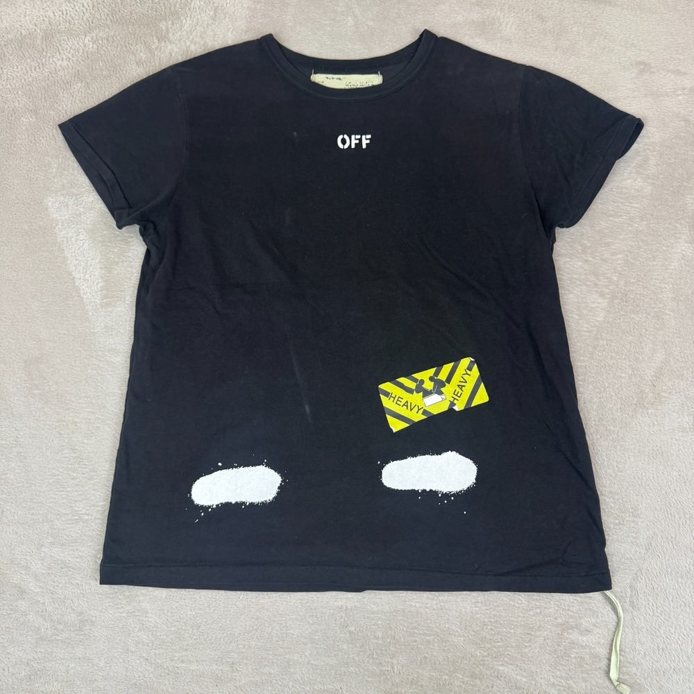 Off White Mirror‎ Mirror Spray Paint Shirt Mens Small Black Preowned Graphic Tee